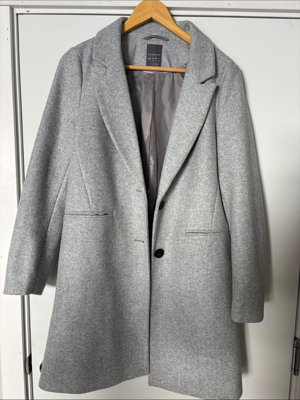 Primark Light Gray Tailored Women's Coat - Single-Breasted Overcoat